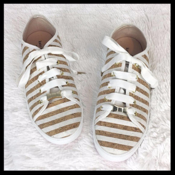 kate spade Shoes - kate spade // cork stripe lace up sneakers flats